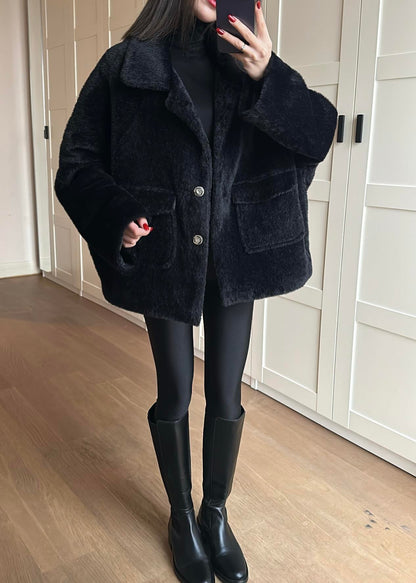 Çift Cepli Kürk SİYAH