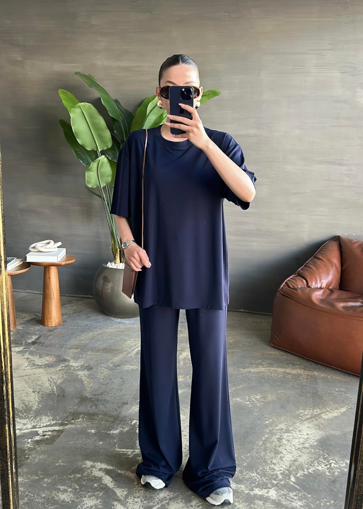 Kısa Kollu Modal Takım LACİVERT