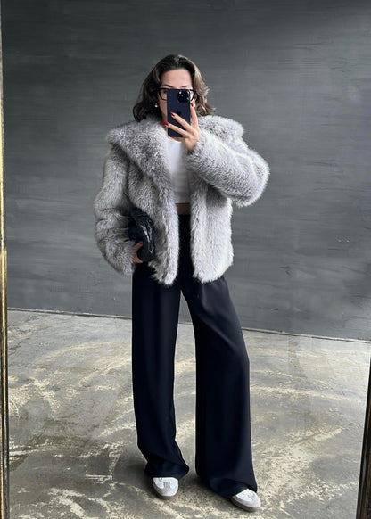 Şal Yaka Kürk GRİ