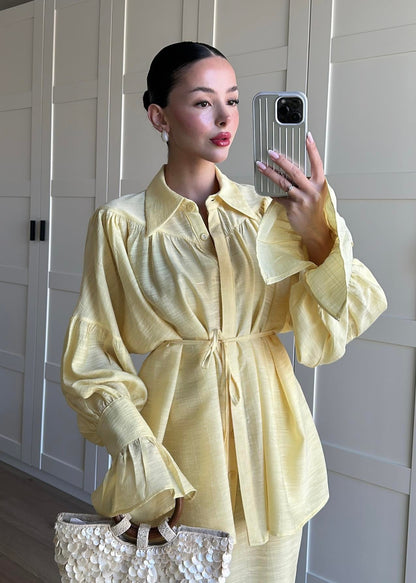Büzgülü Gömlekli Takım SARI