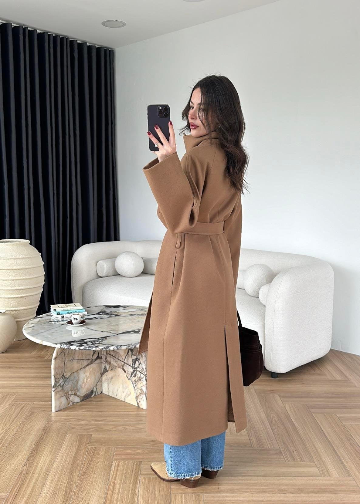 Dik Yakalı Kuşaklı Kaban CAMEL