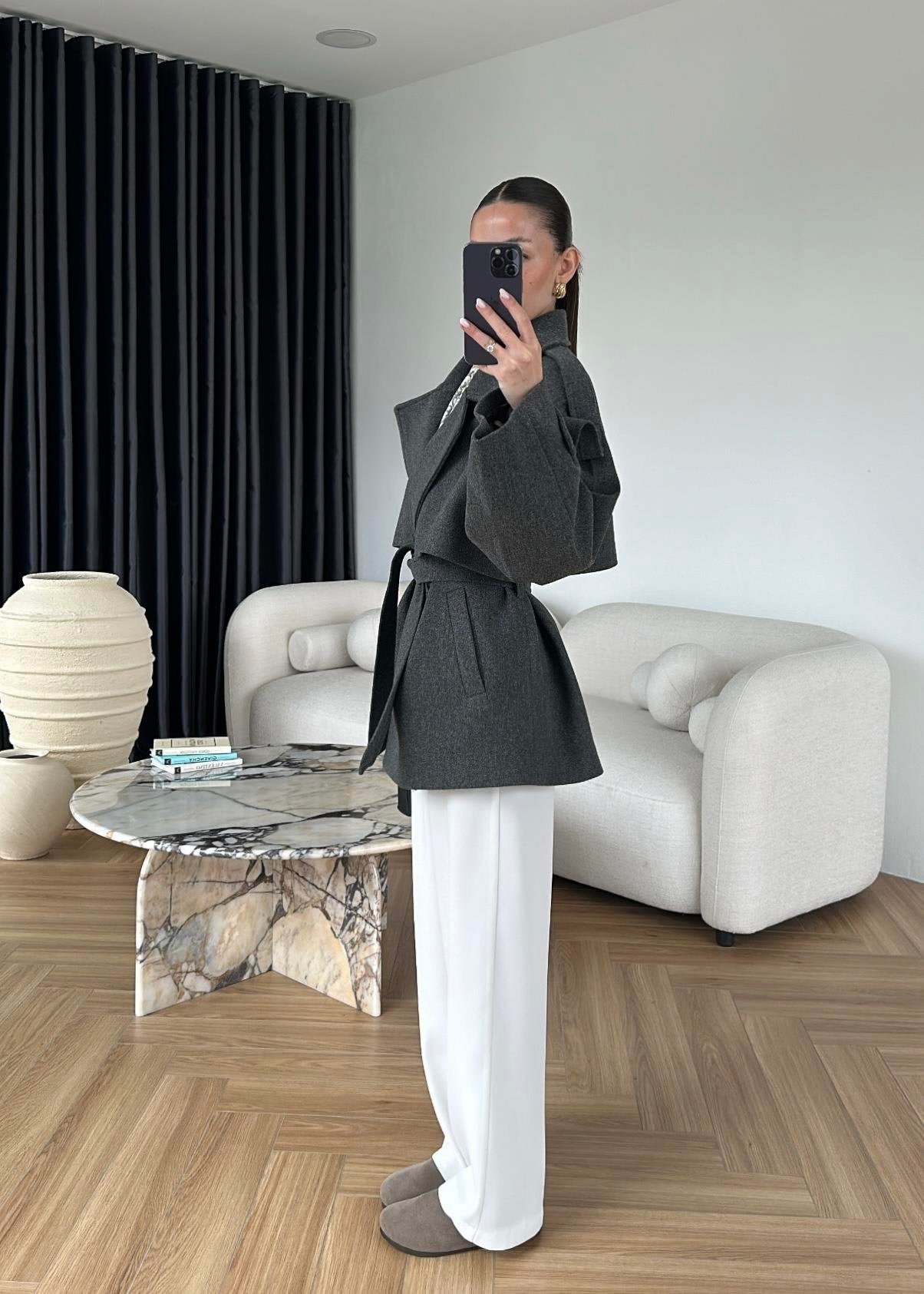 Ara Boy Kaşe Kaban ANTRASİT