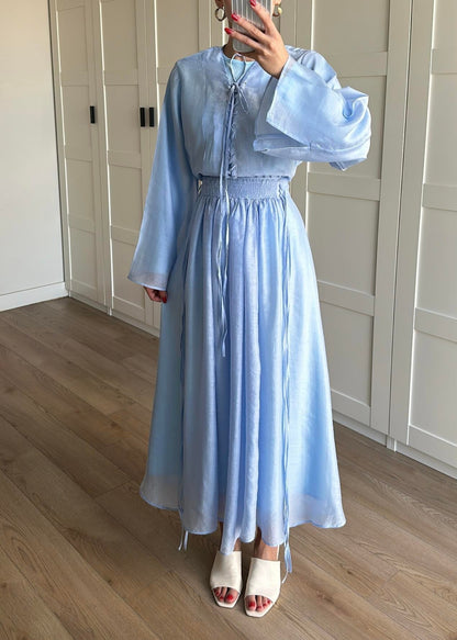 Yaka Detaylı Şifon Takım MAVİ