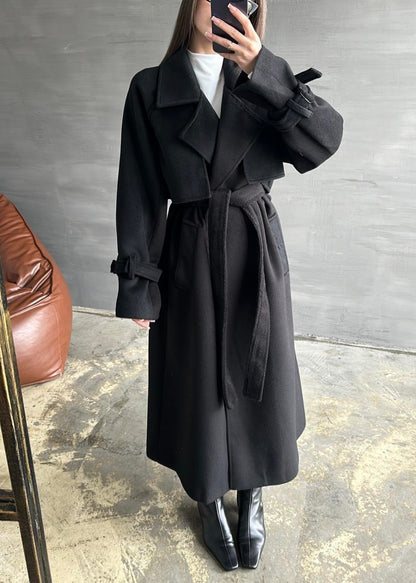 Tokalı Rüzgarlık Detaylı Kaban SİYAH