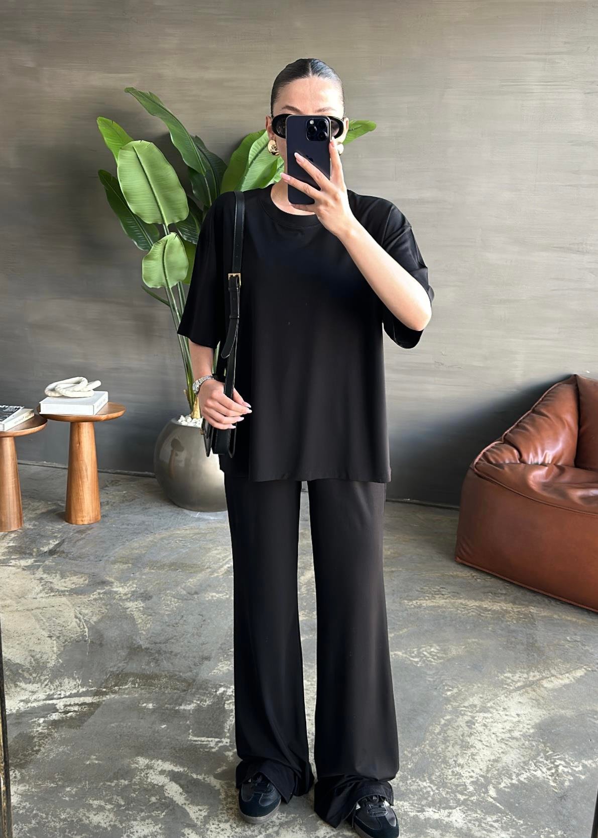 Kısa Kollu Modal Takım SİYAH