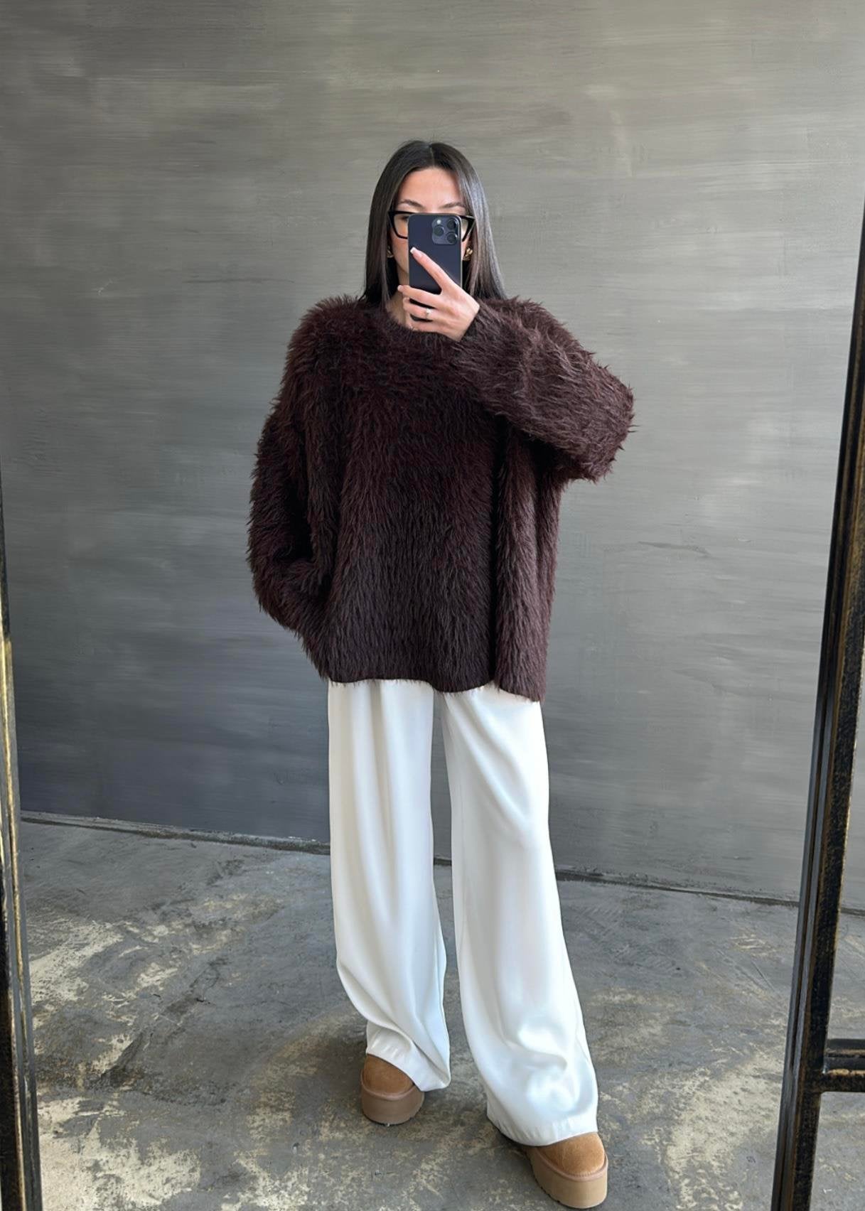 Uzun Tüylü Kazak KREM