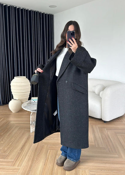 Balıksırtı Kruvaze Kaban SİYAH