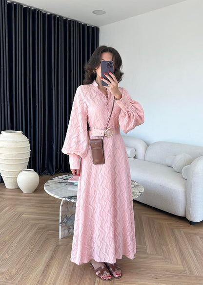 Kemerli Marka Muadil Elbise PUDRA PEMBE