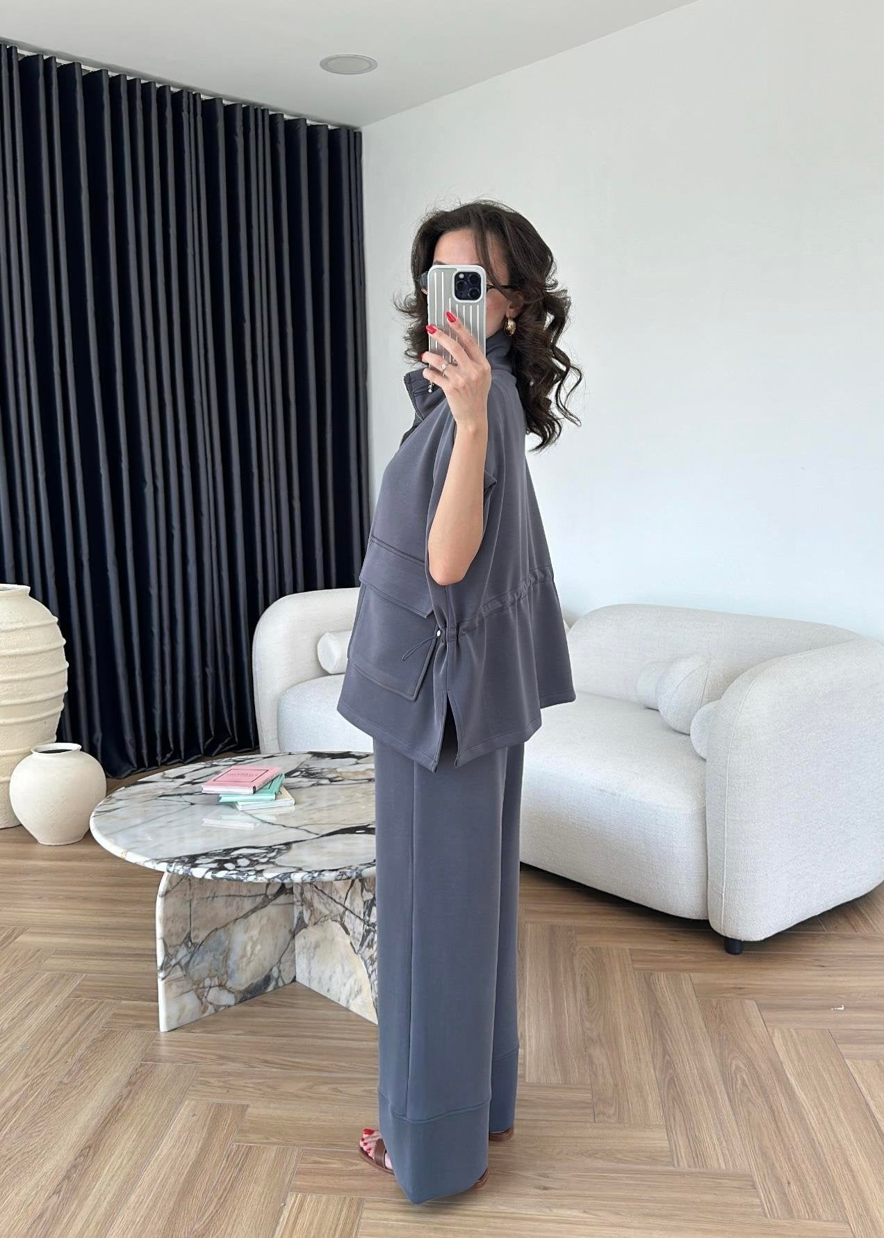 Yelekli Fermuarlı Modal Takım ANTRASİT