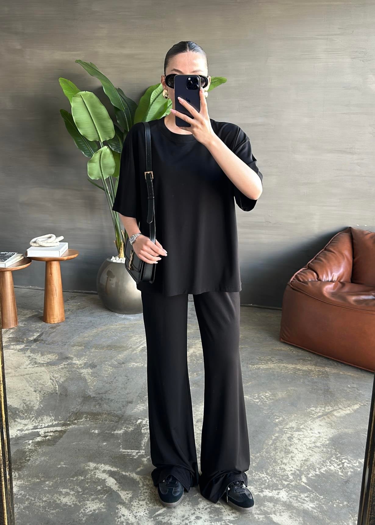 Kısa Kollu Modal Takım SİYAH