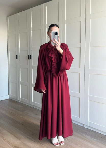 Charlie Fırfırlı Elbise BORDO