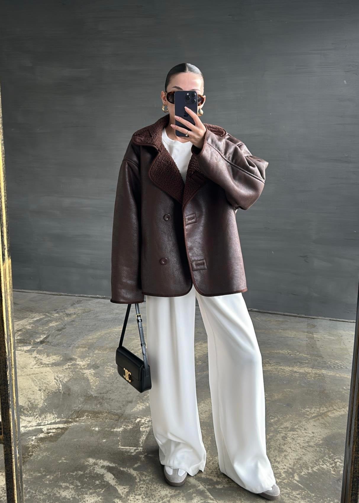 Nubuk Deri Ceket ACI KAHVE