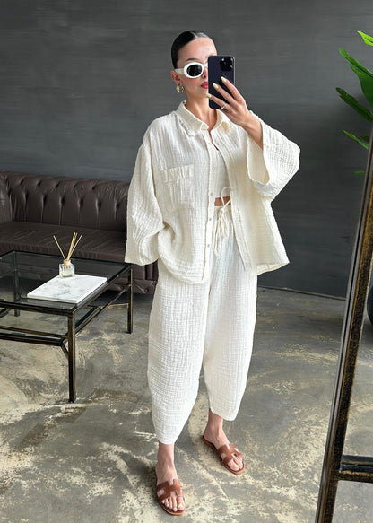 Simli Müslin Takım EKRU