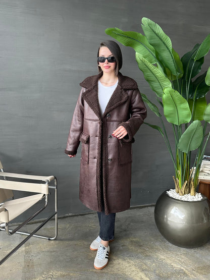 Uzun Nubuk Kürklü Kaban ACI KAHVE