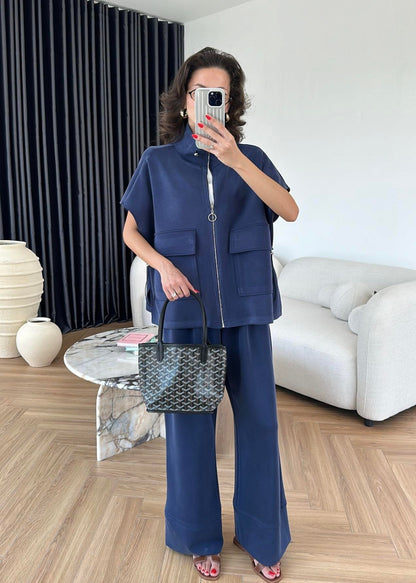Yelekli Fermuarlı Modal Takım Lacivert