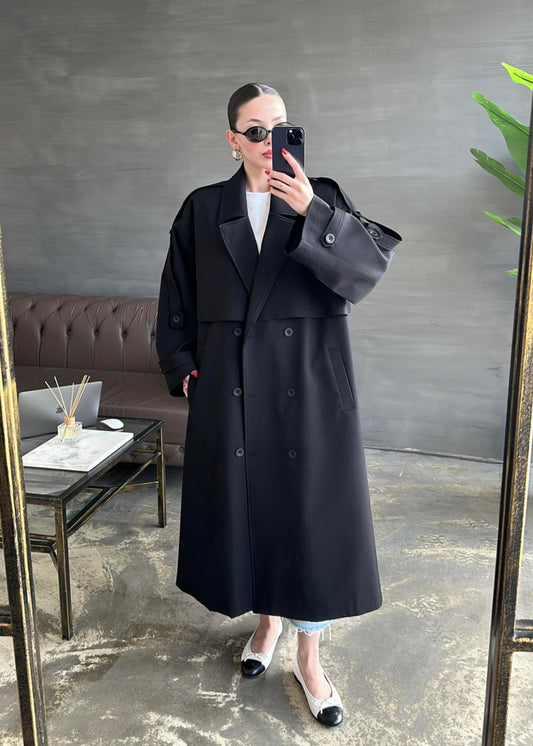 Gabardin Premium Trençkot SİYAH