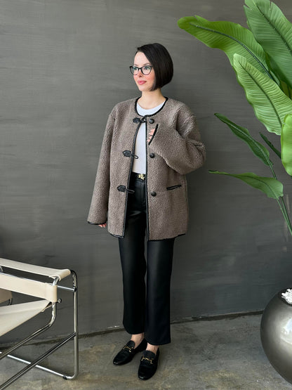 Aplikeli Kürklü Mont CAMEL