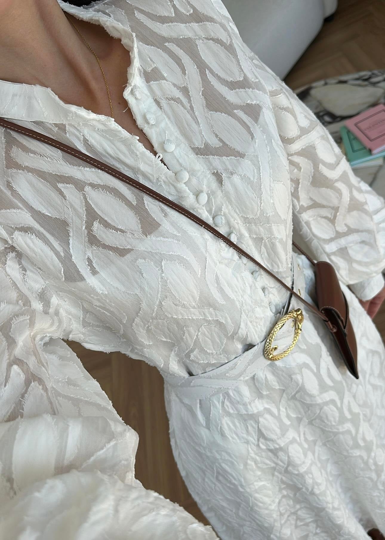 Kemerli Marka Muadil Elbise BEYAZ