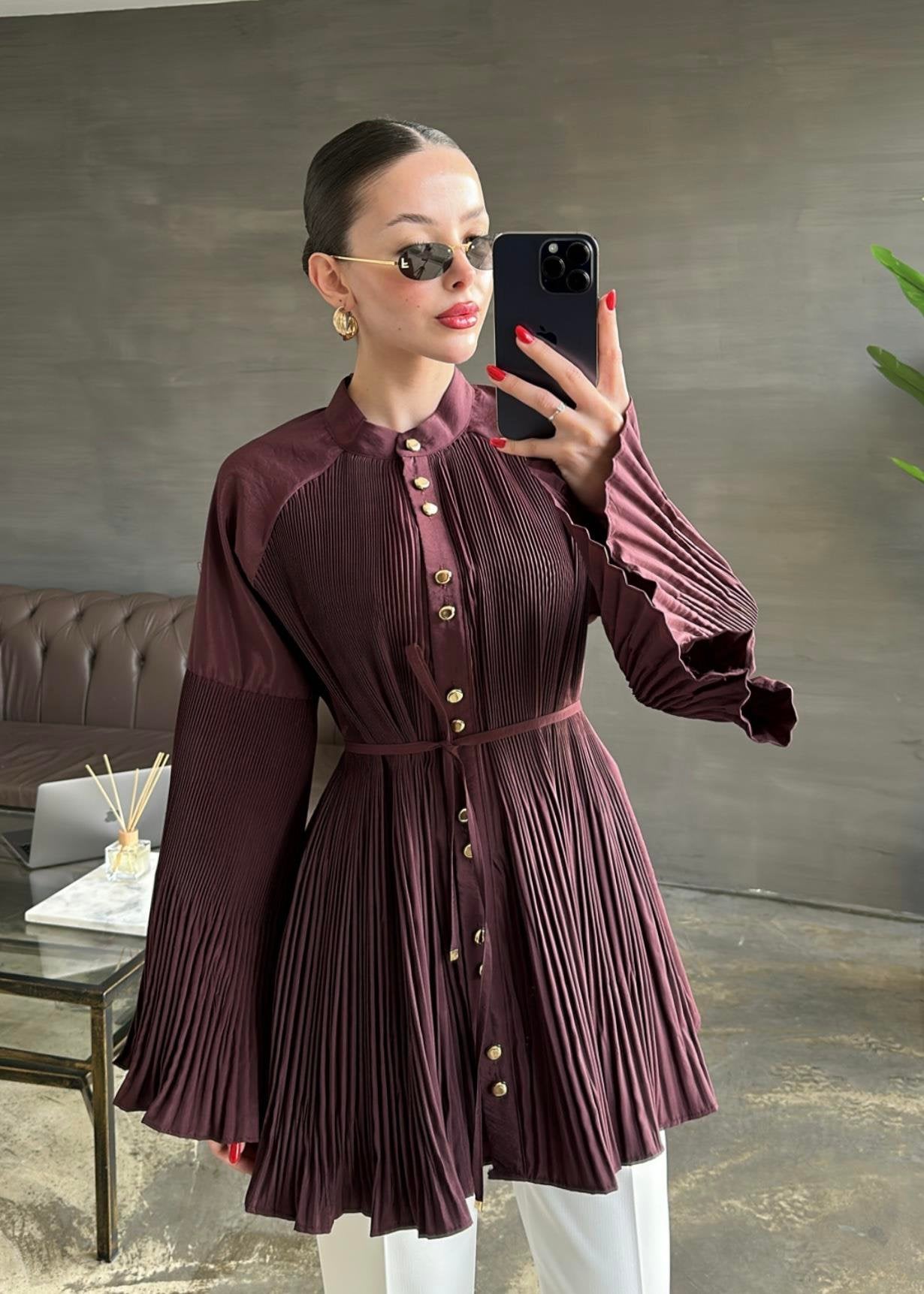 Dik Piliseli Bağlamalı Gömlek TAŞ