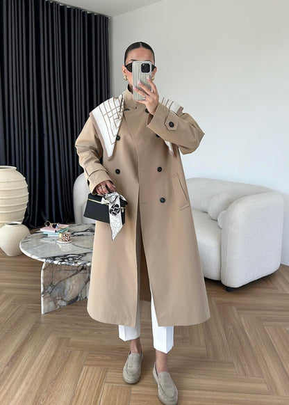 Fularlı Uzun Trençkot BEJ