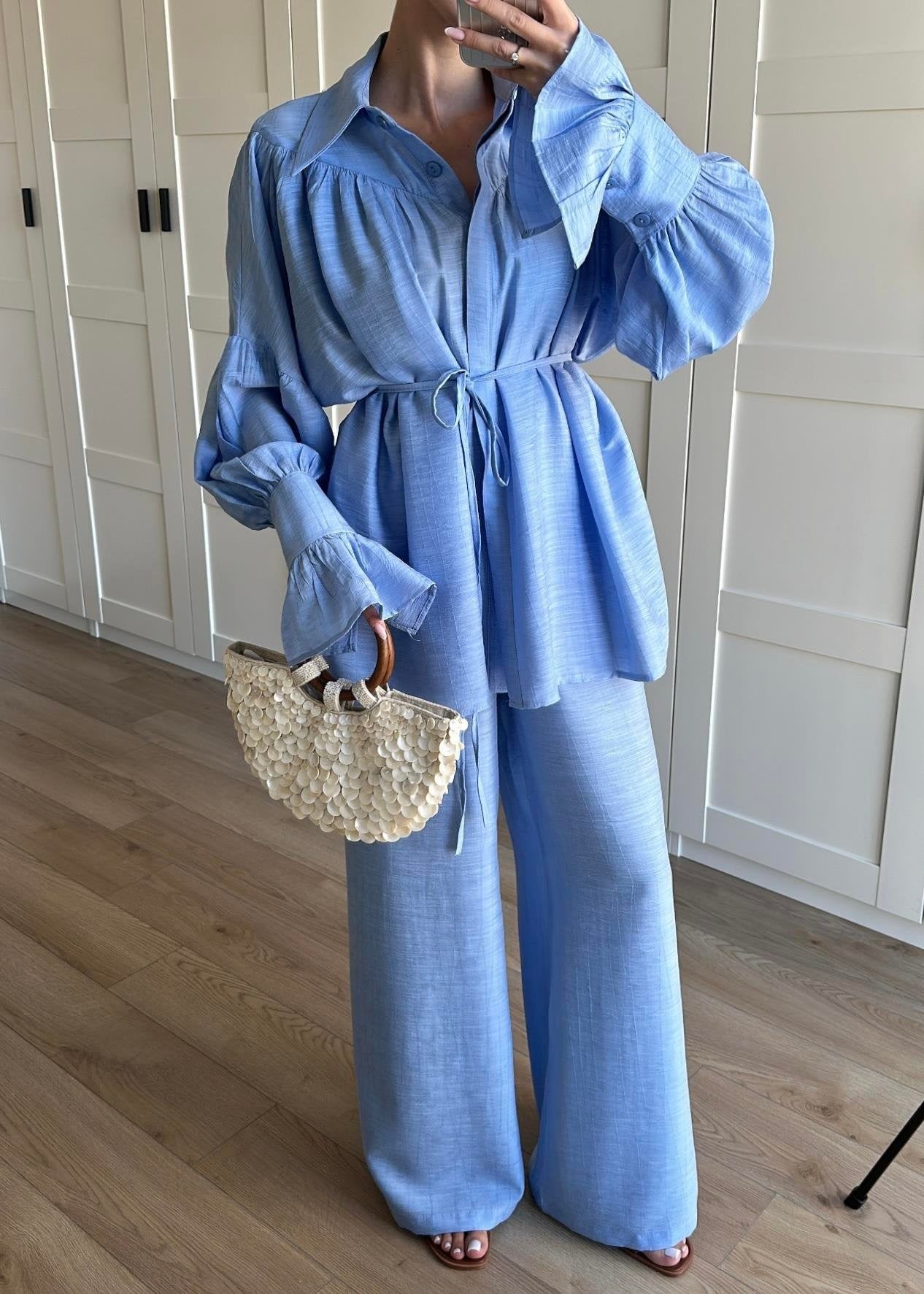 Büzgülü Gömlekli Takım MAVİ