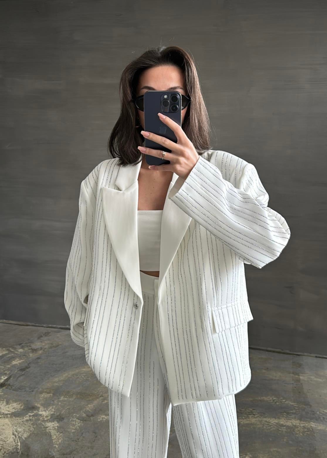 Premium Taşlı Takım BEYAZ