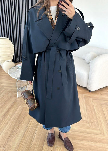 Omuzu Uzun Apoletli Trençkot LACİVERT