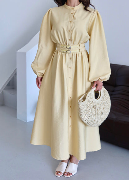 Çift Kemerli Elbise SARI