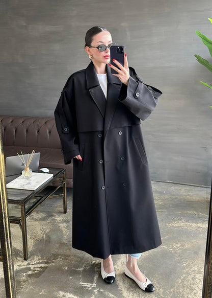 Gabardin Premium Trençkot SİYAH