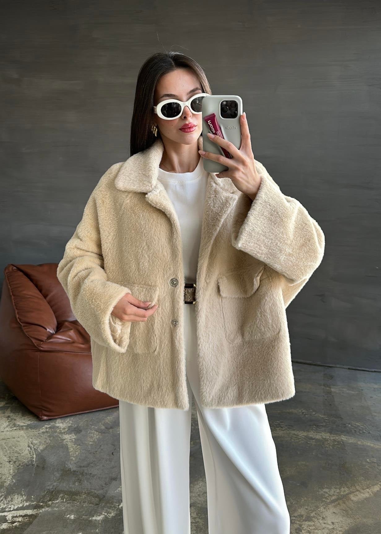 Çift Cepli Kürk SİYAH