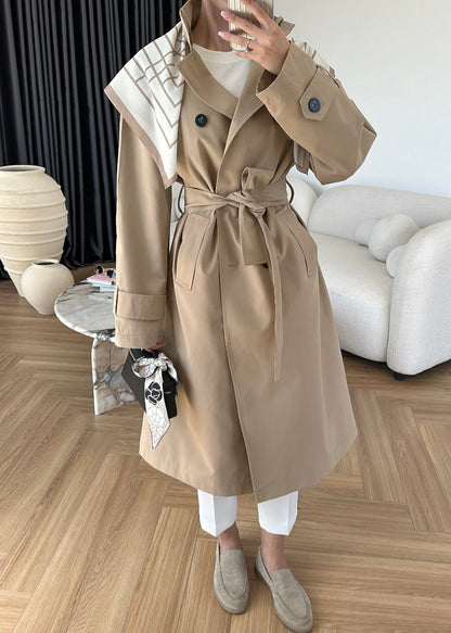Fularlı Uzun Trençkot BEJ
