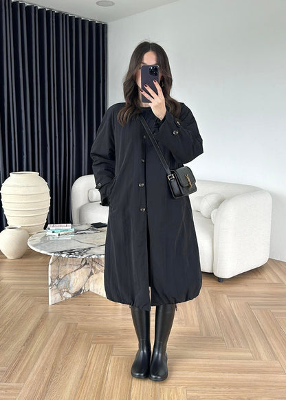 İçi Dolgulu İnce Mont SİYAH