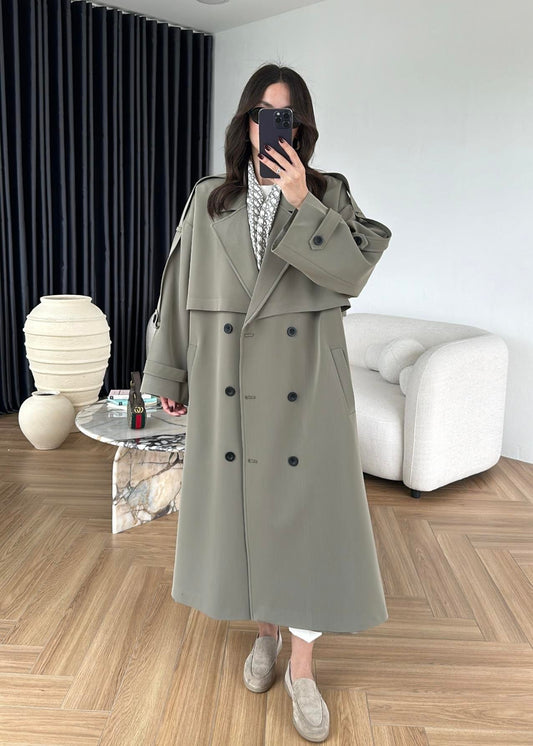 Omuzu Uzun Apoletli Trençkot HAKİ