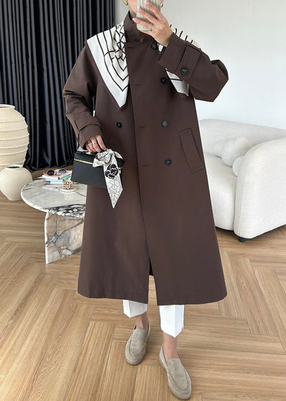Fularlı Uzun Trençkot ACI KAHVE