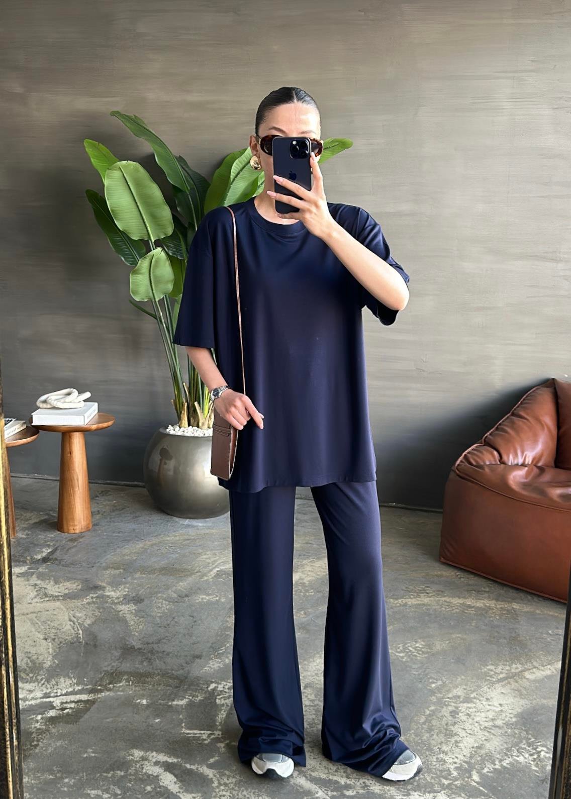 Kısa Kollu Modal Takım LACİVERT