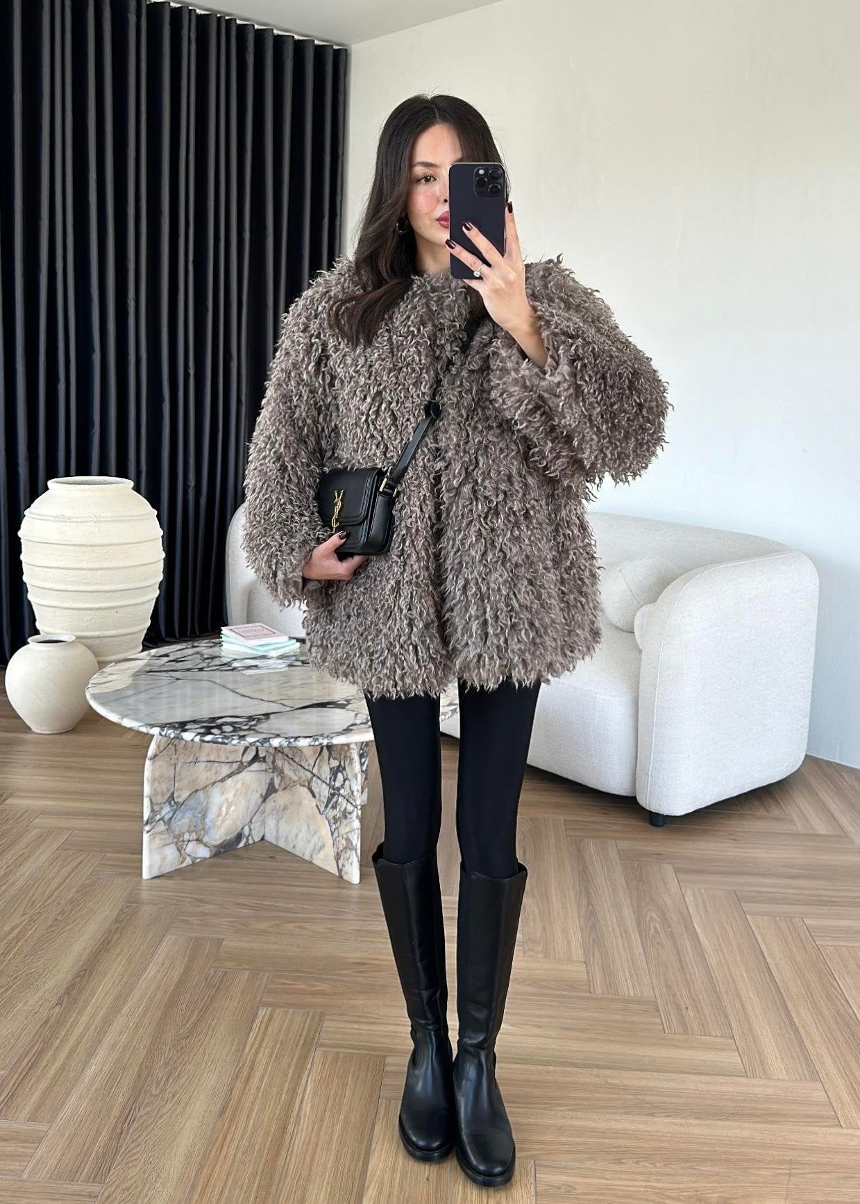 Kıvırcık Detay Kürk VİZON