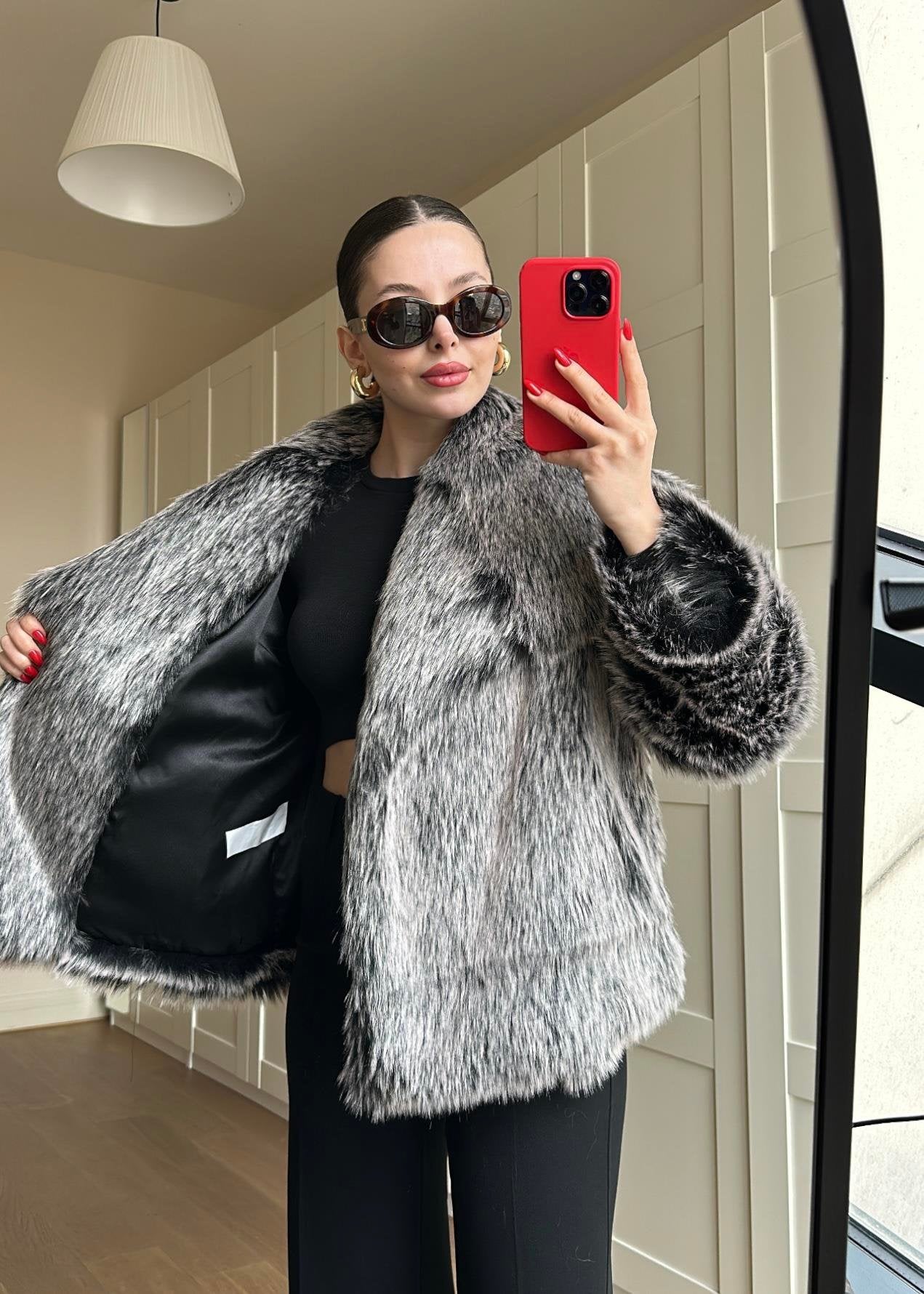 Volümlü Premium Kürk ANTRASİT