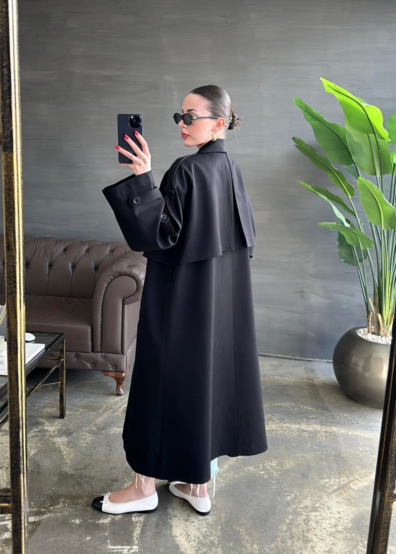 Gabardin Premium Trençkot SİYAH