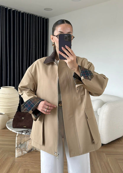 Torba Cepli Ekose Detaylı Ceket