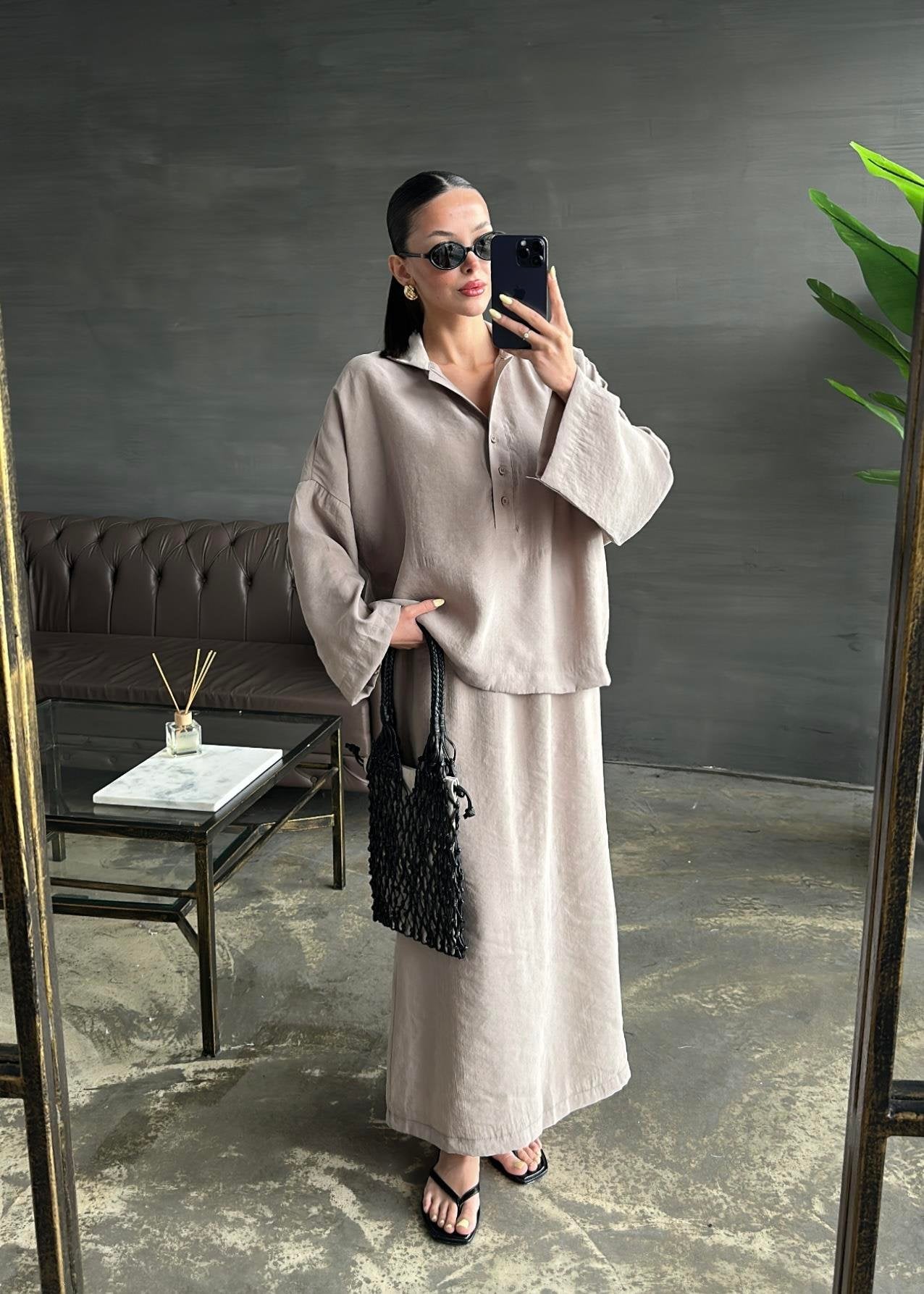 Yarım Patlı Etekli Takım VİZON