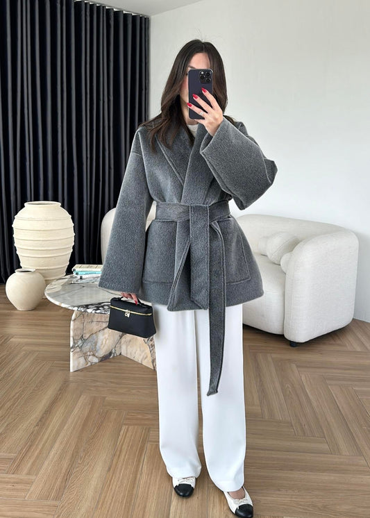 Yakalı Cepli Alpaka Ceket ANTRASİT