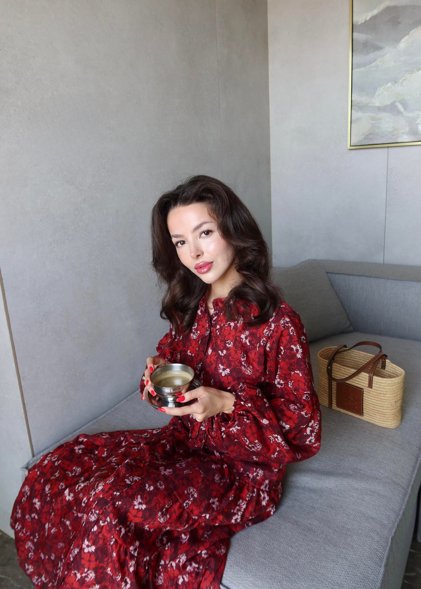 Mini Çiçekli Elbise KIRMIZI