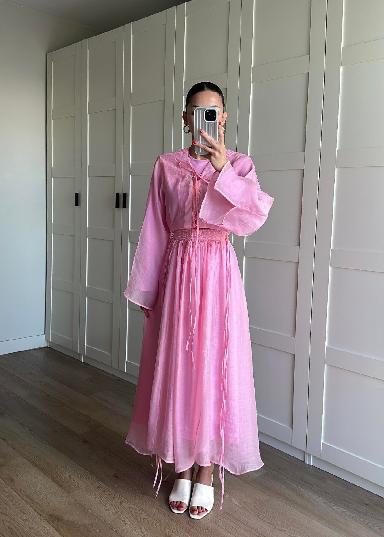 Yaka Detaylı Şifon Takım PEMBE