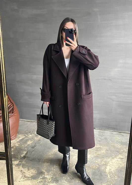 Kelebek Yakalı Kaşe Kaban MÜRDÜM