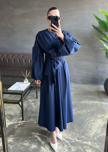 Dacron Balon Kol Elbise LACİVERT