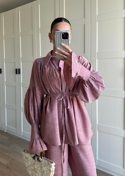 Büzgülü Gömlekli Takım GÜL KURUSU