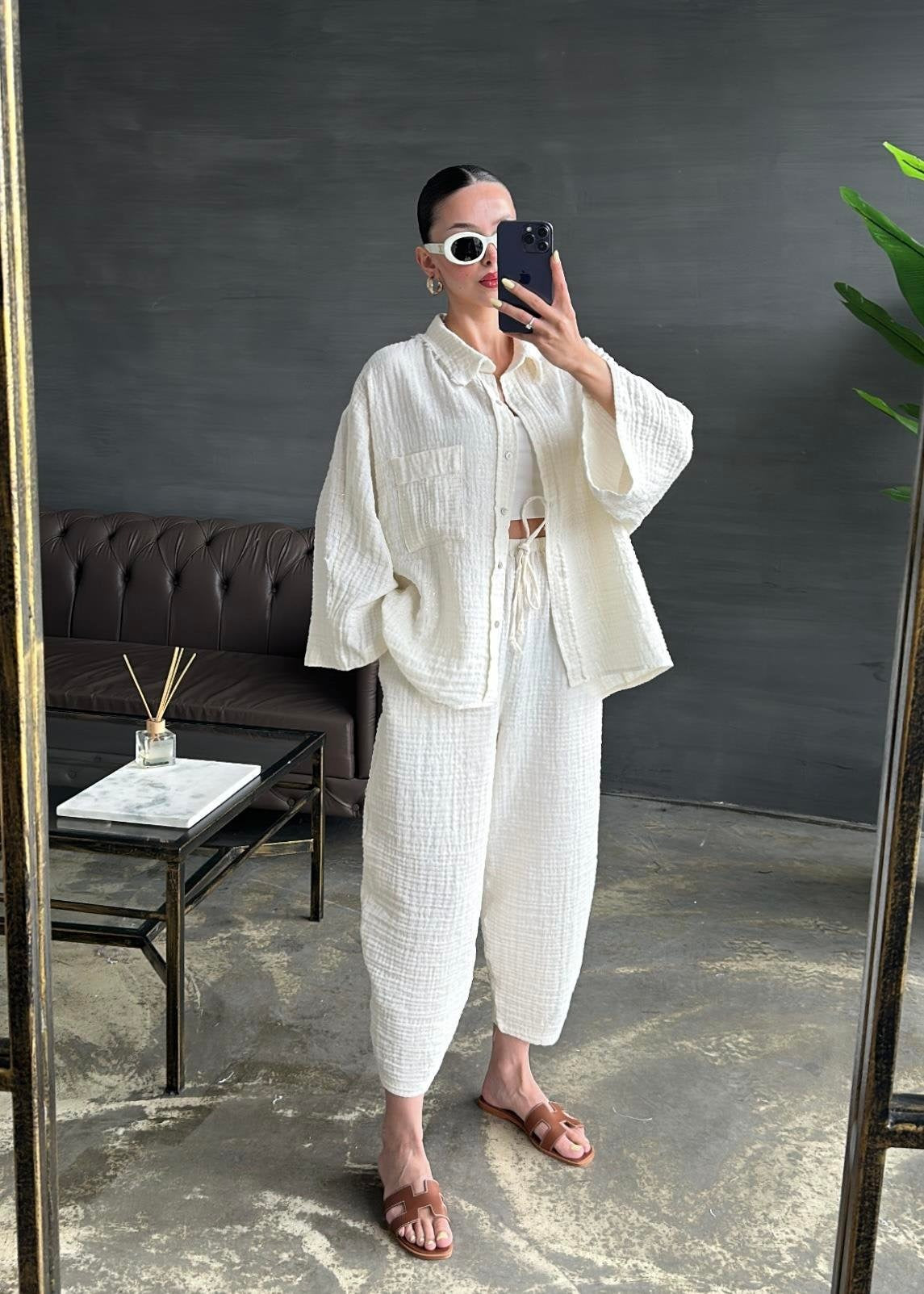 Simli Müslin Takım EKRU