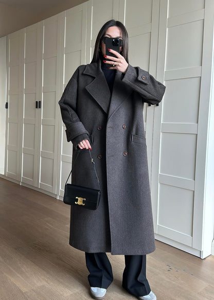 Kelebek Yakalı Kaban KAHVE