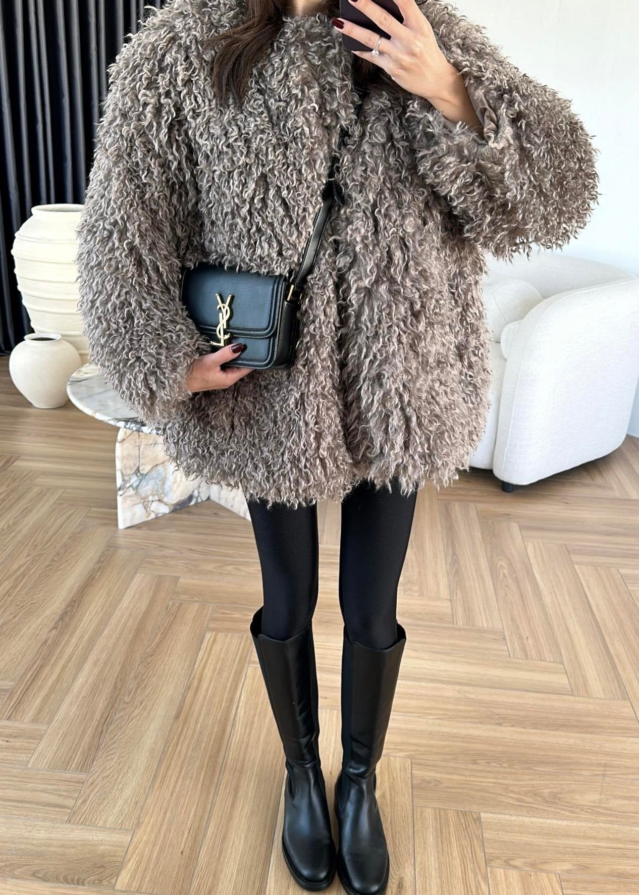 Kıvırcık Detay Kürk VİZON