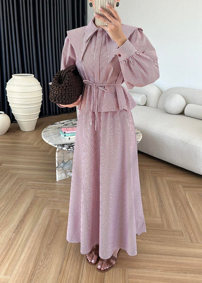 Taşlı Poplin Etekli Takım BORDO